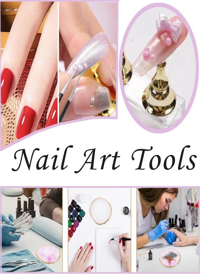 RUSTAMM 24 Pieces Nail Art Tools Kit Resin Nail Art Palette Acrylic Silicone Engraving Pen Dotting Pen Mixing Palette Detail Brushes Tools for Nail Art DIY Home Salon Makeup Display (Gold) - Image 4